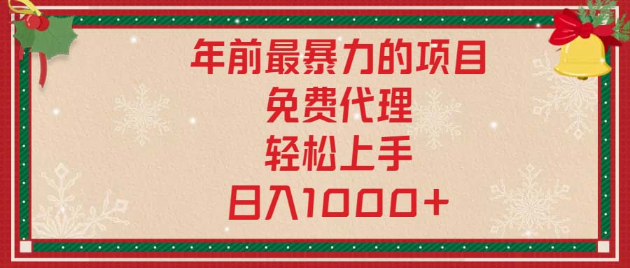 年前最暴力的项目，免费代理，轻松上手，日入1000+-云推网创项目库