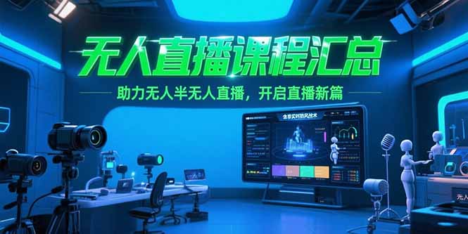 无人直播课程汇总，含非实时防风技术，助力无人半无人直播，开启直播新篇-云推网创项目库
