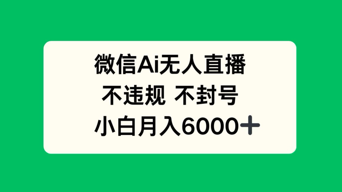 微信AI无人直播，不违规 不封号 ，小白月入6000+-云推网创项目库