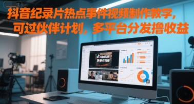抖音纪录片热点事件视频制作教学，可过伙伴计划，多平台分发撸收益-云推网创项目库
