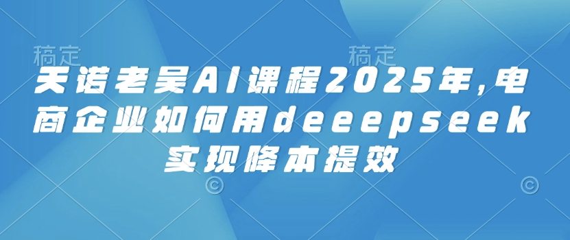 天诺老吴AI课程2025年，电商企业如何用deeepseek实现降本提效-云推网创项目库