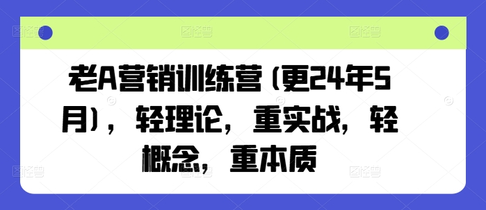 老A营销训练营(更25年6月)，轻理论，重实战，轻概念，重本质-云推网创项目库