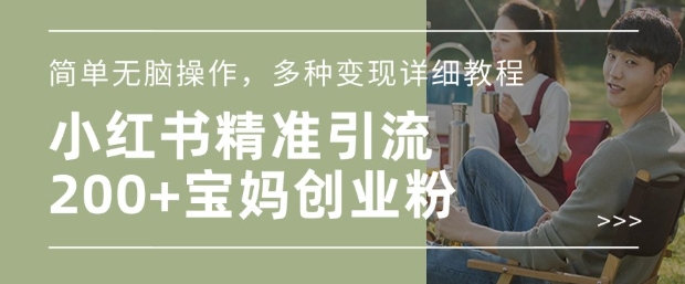 小红书混剪日引200+宝妈创业粉，简单无脑操作，多种变现详细教程-云推网创项目库
