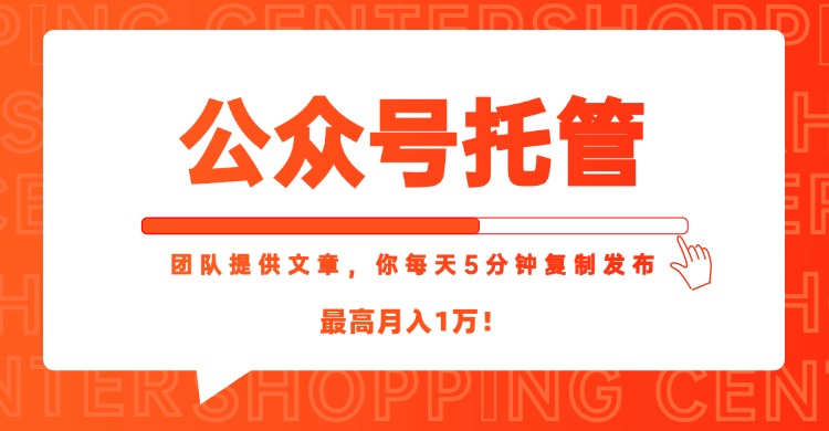 【公众号托管 】我提供文章，你每天５分钟复制发布，最高月入1W-云推网创项目库