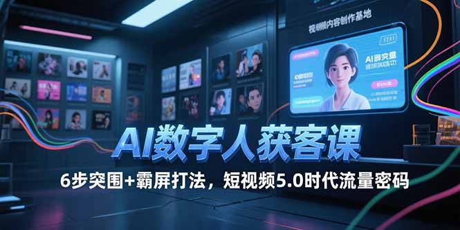 AI数字人获客课，6步突围+霸屏打法，短视频5.0时代流量密码-云推网创项目库