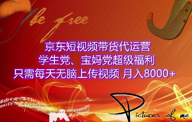 京东短视频带货代运营，学生党、宝妈党超级福利，只需每天无脑上传视频，月入8000+【仅揭秘】-云推网创项目库