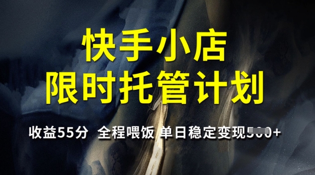 快手小店限时托管计划，收益55分，全程喂饭，单日稳定变现5张【揭秘】-云推网创项目库