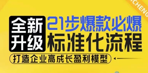 21步爆款必爆标准化流程，全新升级，打造企业高成长盈利模型-云推网创项目库