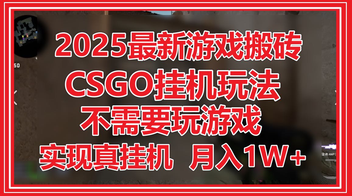 2025最新游戏搬砖，CSGO挂机，不需要玩游戏，实现真挂机，月入1W+-云推网创项目库