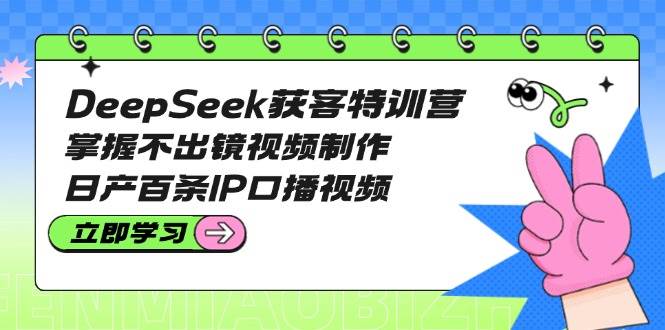 DeepSeek获客特训营：掌握不出镜视频制作，日产百条IP口播视频-云推网创项目库