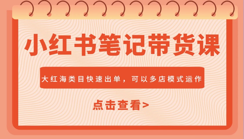 小红书笔记带货课，大红海类目快速出单，市场大，可以多店模式运作(更新)-云推网创项目库