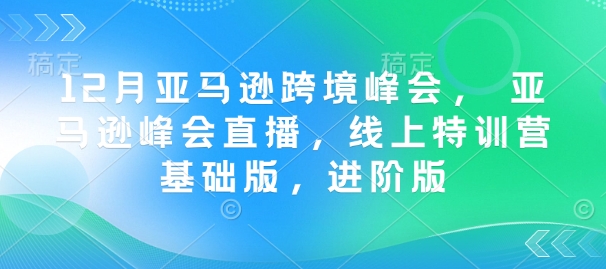 12月亚马逊跨境峰会， 亚马逊峰会直播，线上特训营基础版，进阶版-云推网创项目库