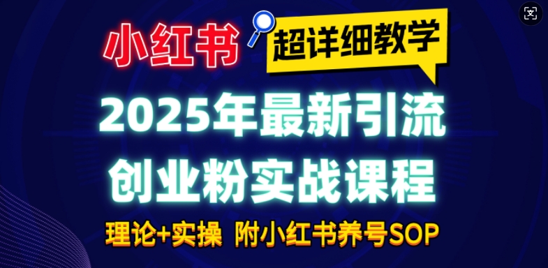 2025年最新小红书引流创业粉实战课程【超详细教学】小白轻松上手，月入1W+，附小红书养号SOP-云推网创项目库