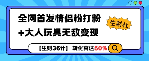 【生财36计】全网首发情侣粉打粉+大人玩具无敌变现-云推网创项目库