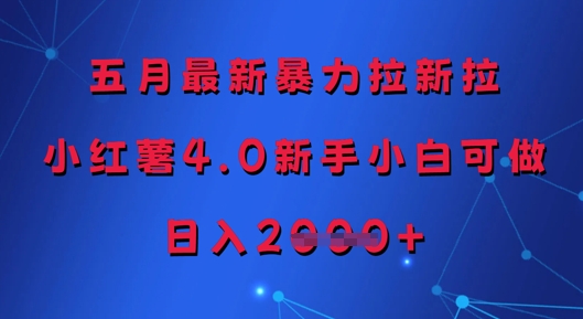 五月最新暴力拉新拉，小红薯4.0新手小白可做，日入多张-云推网创项目库