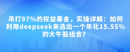 付费文章：吊打97%的权益基金，实操详解：如何利用deepseek来选出一个年化15.55%的大牛股组合?-云推网创项目库