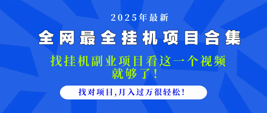 2025最全挂机项目合集 找项目看这一个视频就够了，做对项目月入过万很…-云推网创项目库