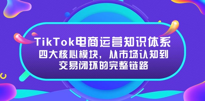 TikTok电商运营知识体系：四大核心模块，从市场认知到交易闭环的完整链路-云推网创项目库