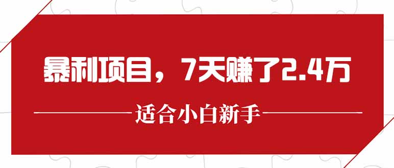 最新暴利项目，每单收益轻松在300以上，7天赚了2.4万-云推网创项目库