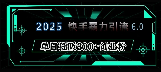 2025年快手6.0保姆级教程震撼来袭，单日狂吸300+精准创业粉-云推网创项目库