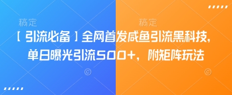 【引流必备】全网首发咸鱼引流黑科技，单日曝光引流500+，附矩阵玩法【揭秘】-云推网创项目库