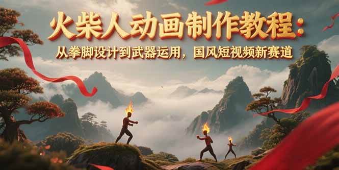 火柴人动画制作教程：从拳脚设计到武器运用，国风短视频新赛道-云推网创项目库