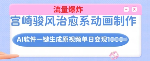 宫崎骏风治愈系动画制作，AI软件一键生成原创视频流量爆炸，单日变现多张，详细实操流程-云推网创项目库