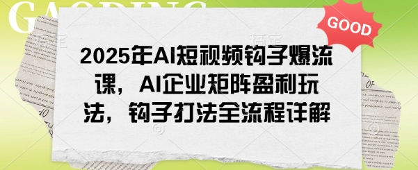 2025年AI短视频钩子爆流课，AI企业矩阵盈利玩法，钩子打法全流程详解-云推网创项目库