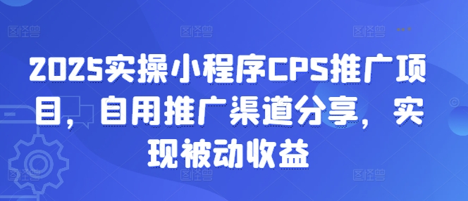 2025实操小程序CPS推广项目，自用推广渠道分享，实现被动收益-云推网创项目库