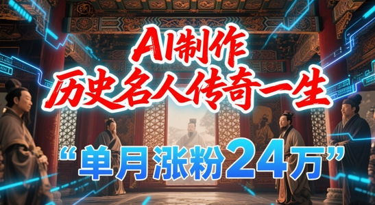 暴力起号！用AI制作历史名人传奇一生，单月涨粉24W，涨粉+变现赛道黑马来了-云推网创项目库