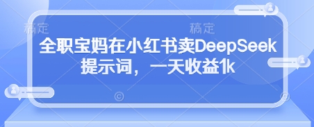 全职宝妈在小红书卖DeepSeek提示词，一天收益1k-云推网创项目库