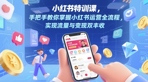 小红书特训课，手把手教你掌握小红书运营全流程，实现流量与变现双丰收-云推网创项目库