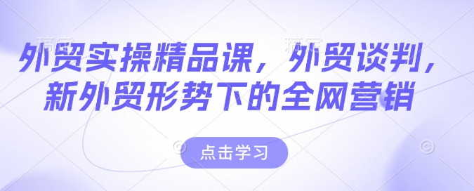 外贸实操精品课，外贸谈判，新外贸形势下的全网营销-云推网创项目库