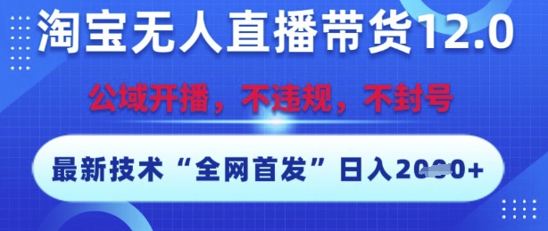 淘宝无人直播带货12.0，最新技术，不封号，不违规，操作简单，开播爆单，日入多张【揭秘】-云推网创项目库