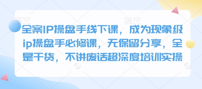 全案IP操盘手线下课，成为现象级ip操盘手必修课，无保留分享，全是干货，不讲废话超深度培训实操-云推网创项目库