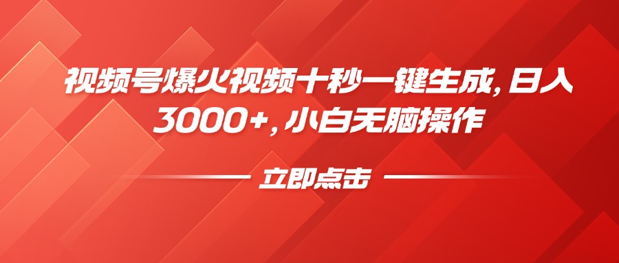 视频号爆火视频十秒一键生成，日入3000+，小白无脑操作-云推网创项目库