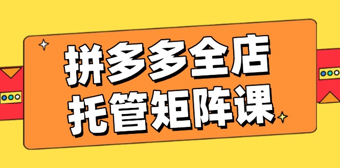 拼多多全店托管矩阵课，盈利动销玩法，高效计划设置，提升店铺效益-云推网创项目库