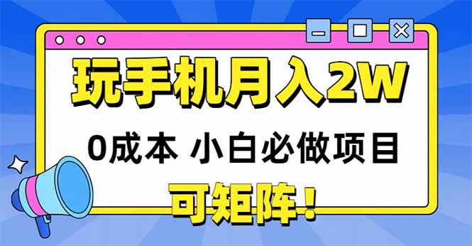 玩玩手机月入20000+，0成本小白必做项目，可矩阵-云推网创项目库