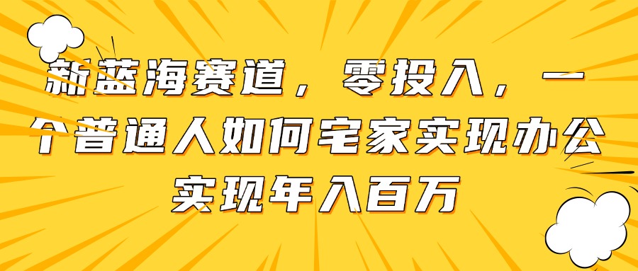 新蓝海赛道，零投入，一个普通人如何宅家办公实现年入百万-云推网创项目库