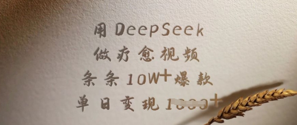 用DeepSeek做疗愈视频，条条10W+爆款，单日变现多张-云推网创项目库