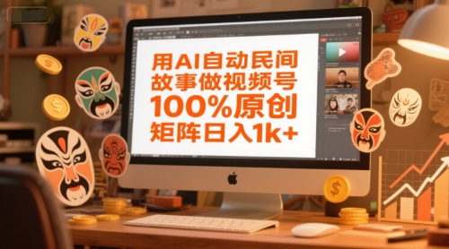 用AI自动民间故事做视频号，100%原创，矩阵日入1k+-云推网创项目库