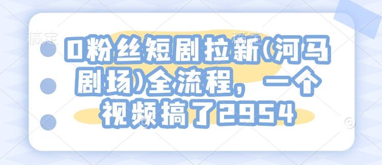 0粉丝短剧拉新(河马剧场)全流程，一个视频搞了2954-云推网创项目库