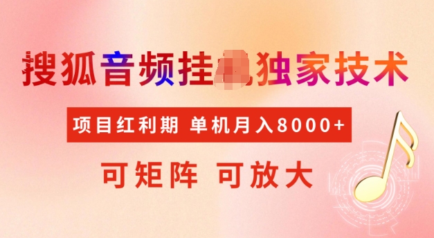 首发搜狐音频挂JI，项目红利期，可矩阵可放大，稳定月入5k【揭秘】-云推网创项目库