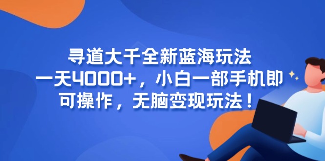 寻道大千全新蓝海玩法，一天4000+，小白一部手机即可操作，无脑变现玩法！-云推网创项目库