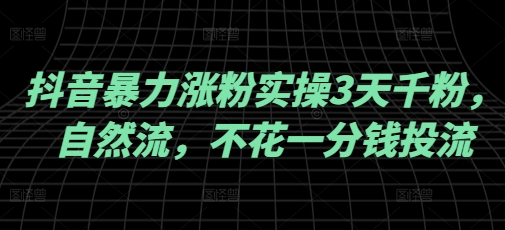 抖音暴力涨粉实操3天千粉，自然流，不花一分钱投流，实操经验分享-云推网创项目库