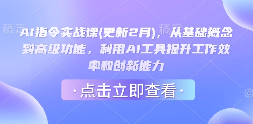 AI指令实战课(更新2月)，从基础概念到高级功能，利用AI工具提升工作效率和创新能力-云推网创项目库