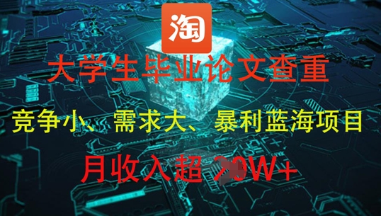 大学生毕业论文查重，暴利蓝海项目，月收入过1W+-云推网创项目库