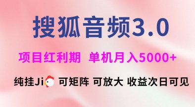 搜狐音频挂ji3.0.可矩阵可放大，独家技术，稳定月入5000+【揭秘】-云推网创项目库