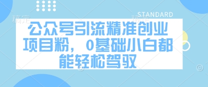 公众号引流精准创业项目粉，0基础小白都能轻松驾驭-云推网创项目库