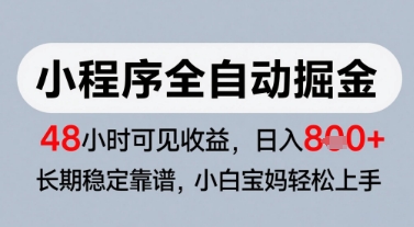 微信小程序全自动掘金，快速见收益，长期稳定靠谱，零基础友好，日入8张【揭秘】-云推网创项目库